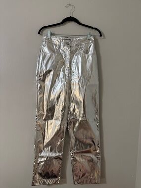 Amy Lynn Lupe Silver Metallic Pants NWT S